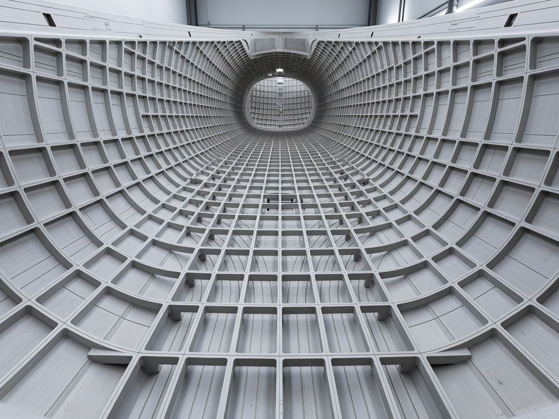 Detailed hull section lines and structural stringer grid inside a Scandinavian yacht mold
